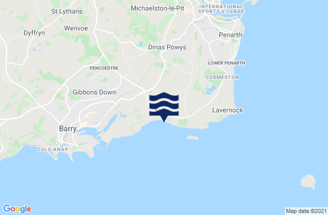 Mapa de mareas Dinas Powys, United Kingdom