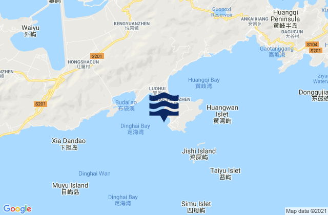 Mapa de mareas Dinghaicun, China