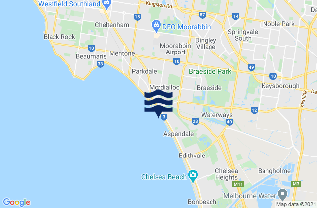 Mapa de mareas Dingley Village, Australia