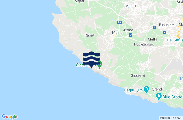 Mapa de mareas Dingli, Malta