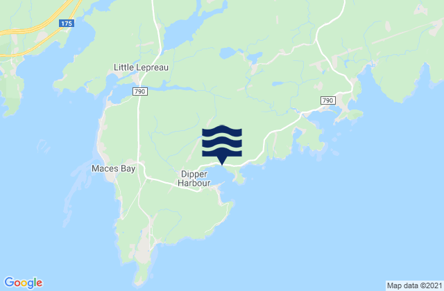 Mapa de mareas Dipper Harbour West, Canada