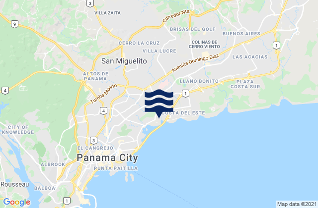 Mapa de mareas Distrito San Miguelito, Panama