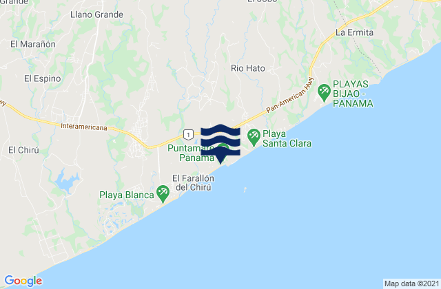 Mapa de mareas Distrito de Antón, Panama