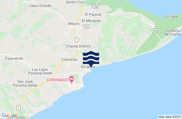 Mapa de mareas Distrito de Chame, Panama
