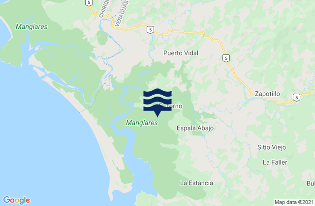 Mapa de mareas Distrito de Las Palmas, Panama