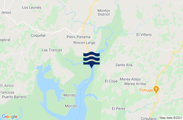 Mapa de mareas Distrito de Montijo, Panama