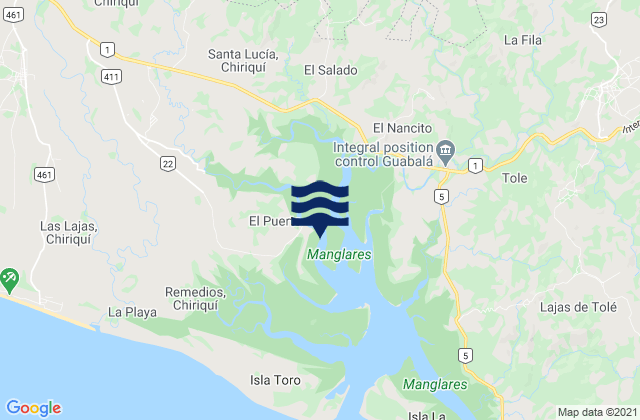 Mapa de mareas Distrito de Remedios, Panama