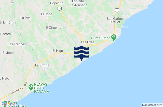 Mapa de mareas Distrito de San Carlos, Panama