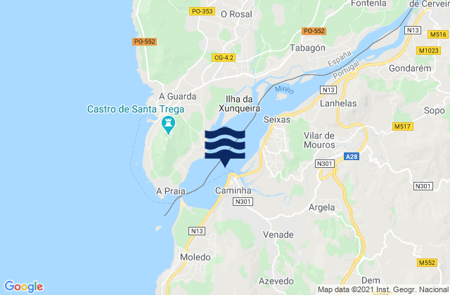 Mapa de mareas Distrito de Viana do Castelo, Portugal