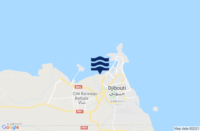 Mapa de mareas Djibouti Gulf of Aden, Somalia