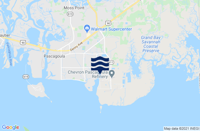 Mapa de mareas Dock E Port Of Pascagoula, United States
