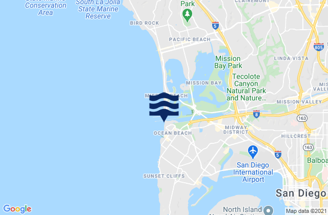Mapa de mareas Dog Beach, United States