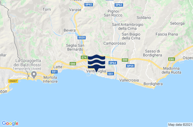 Mapa de mareas Dolceacqua, Italy