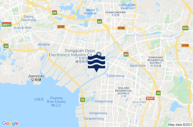 Mapa de mareas Dongguan Shi, China