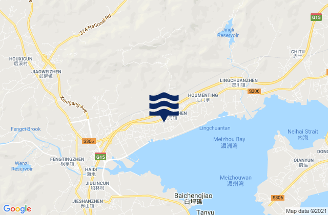 Mapa de mareas Donghai, China