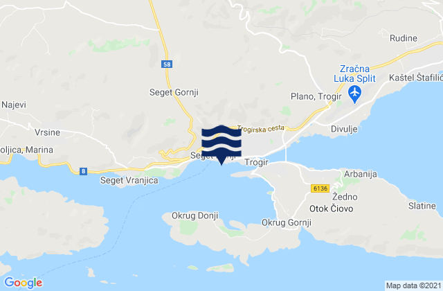 Mapa de mareas Donji Seget, Croatia