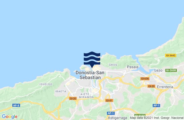 Mapa de mareas Donostia / San Sebastián, Spain