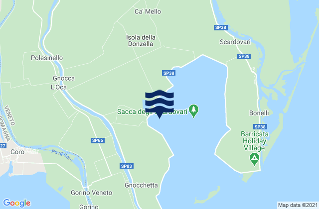 Mapa de mareas Donzella, Italy