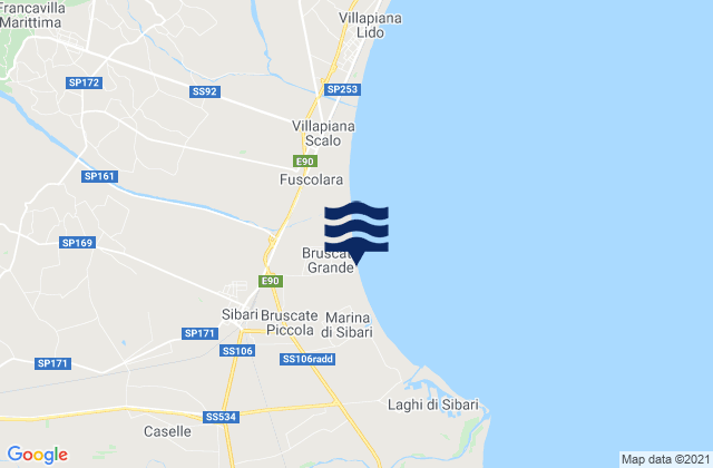 Mapa de mareas Doria, Italy