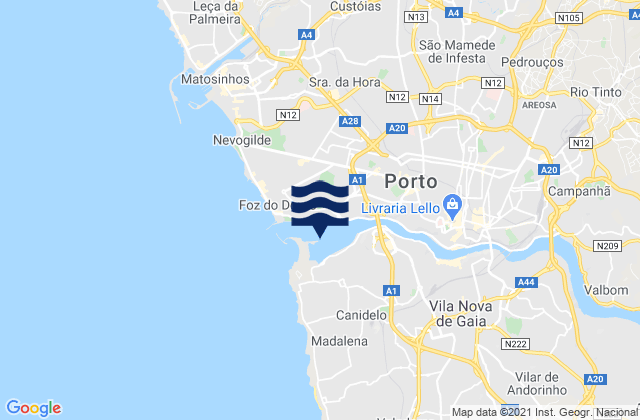 Mapa de mareas Douro, Portugal