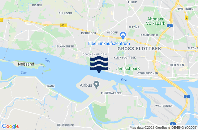 Mapa de mareas Dove - Elbe (Einfahrt), Denmark