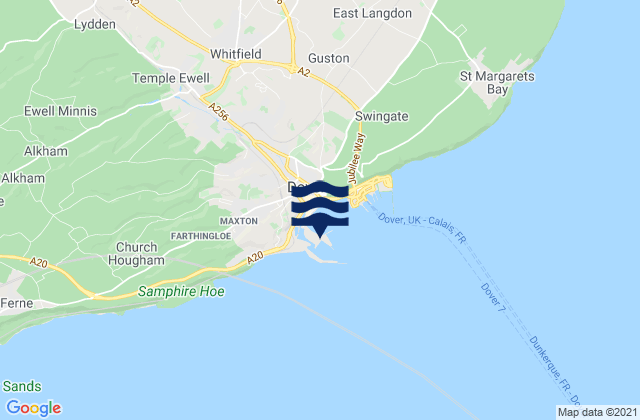 Mapa de mareas Dover, France