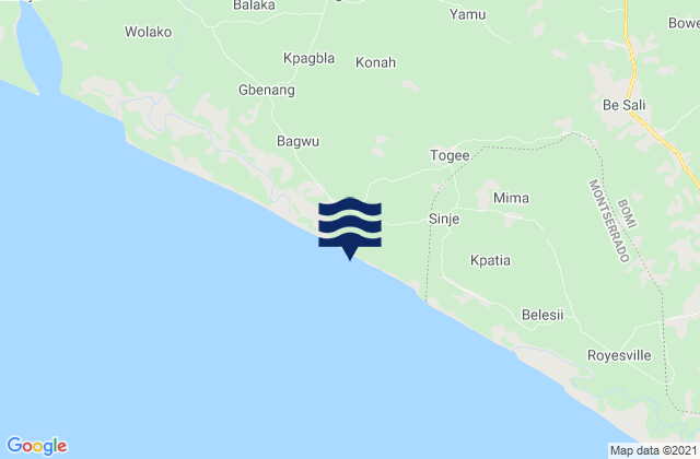 Mapa de mareas Dowein District, Liberia