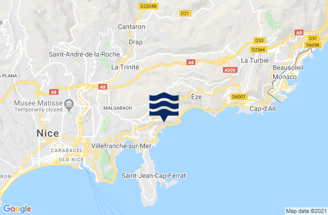 Mapa de mareas Drap, France