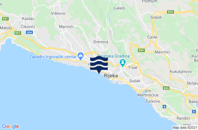 Mapa de mareas Drenova, Croatia