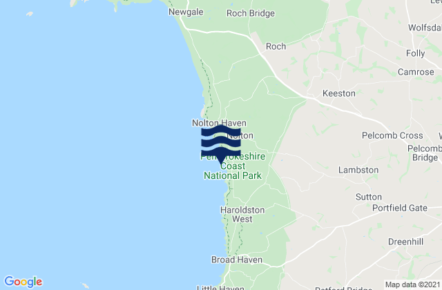 Mapa de mareas Druidston Haven Beach, United Kingdom
