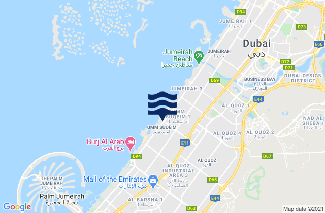 Mapa de mareas Dubai, United Arab Emirates