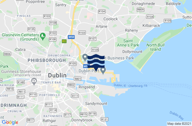 Mapa de mareas Dublin (North Wall), Ireland