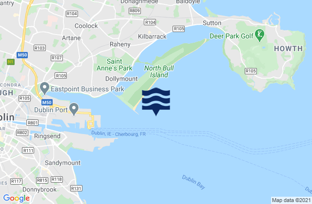 Mapa de mareas Dublin Bar, Ireland