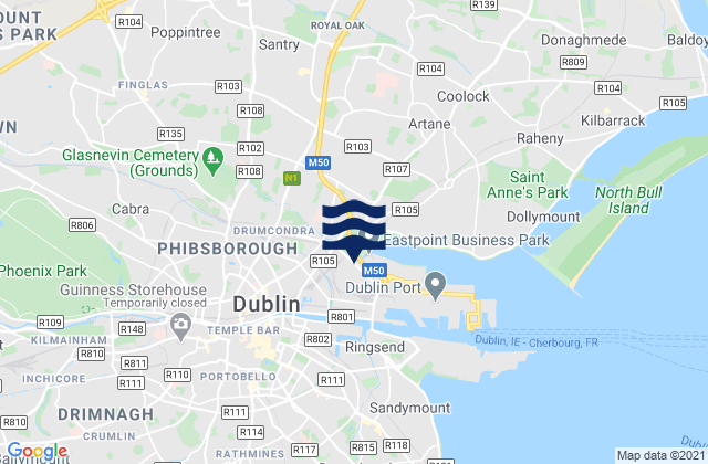 Mapa de mareas Dublin City, Ireland