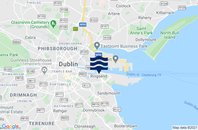 Mapa de mareas Dublin, Ireland