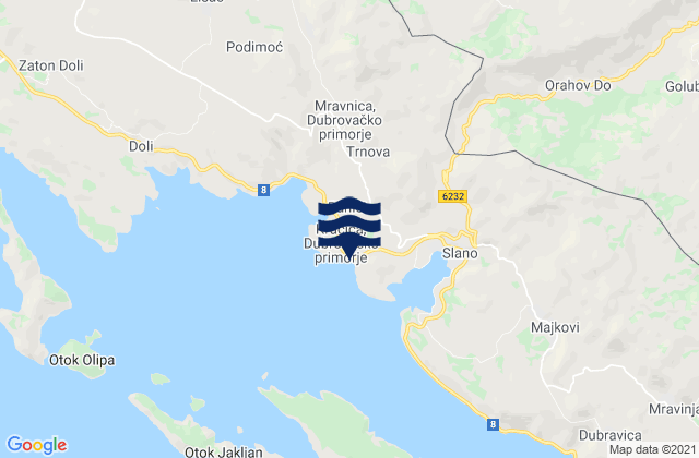Mapa de mareas Dubrovačko primorje, Croatia