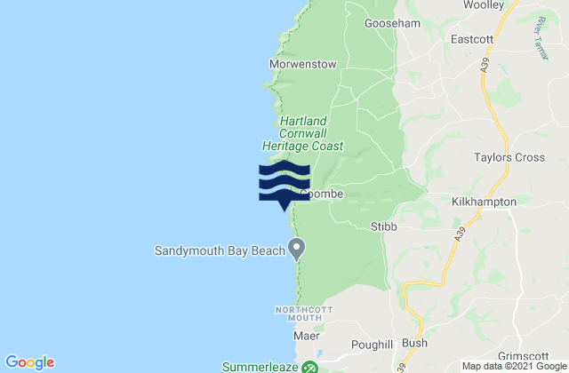 Mapa de mareas Duckpool Beach, United Kingdom