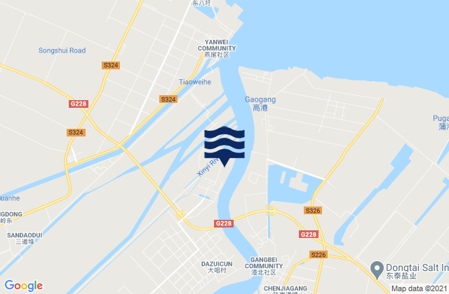 Mapa de mareas Duigougang, China