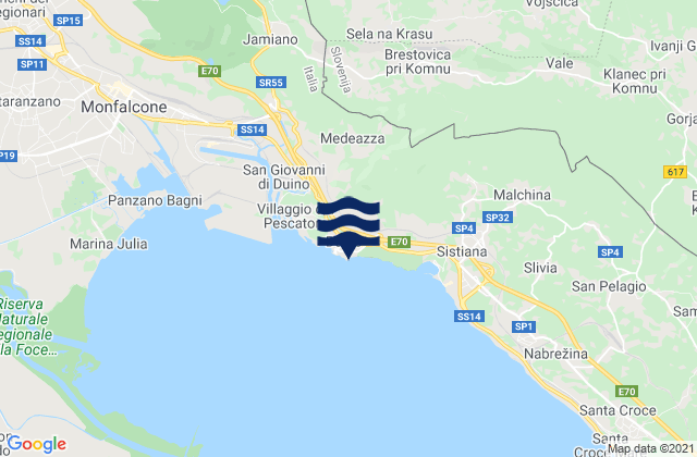 Mapa de mareas Duino, Italy