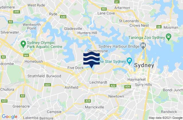 Mapa de mareas Dulwich Hill, Australia