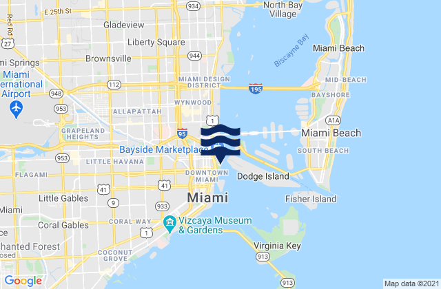 Mapa de mareas Dunes Hotel (Miami), United States