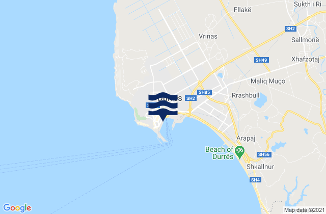 Mapa de mareas Durrës District, Albania