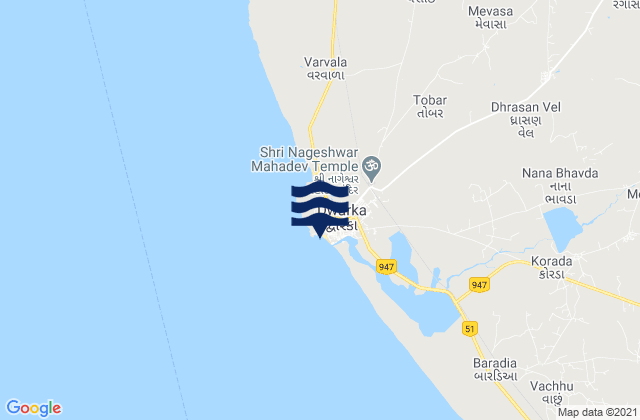 Mapa de mareas Dwarka Beach, India