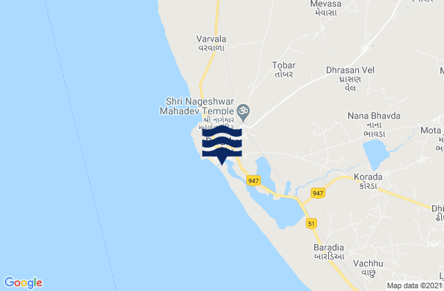 Mapa de mareas Dwārka, India