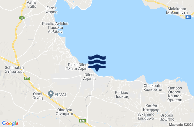 Mapa de mareas Dílesi, Greece