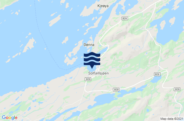 Mapa de mareas Dønna, Norway