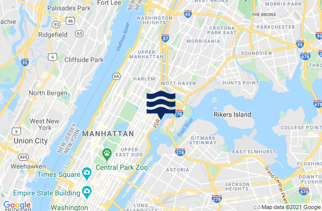 Mapa de mareas East 107th Street, United States