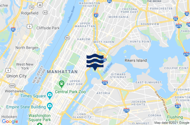 Mapa de mareas East 110th Street, United States