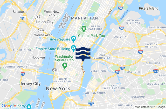 Mapa de mareas East 27th Street, Bellevue Hospital, East River, United States