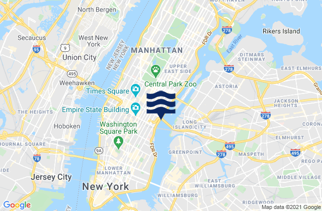 Mapa de mareas East 41st Street New York City, United States